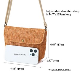BBORGDC Summer Straw Woven Crossbody Bag - Small Lightweight Women's Phone Purse, Adjustable Strap, Trendy Beach Travel Gift, Original Design