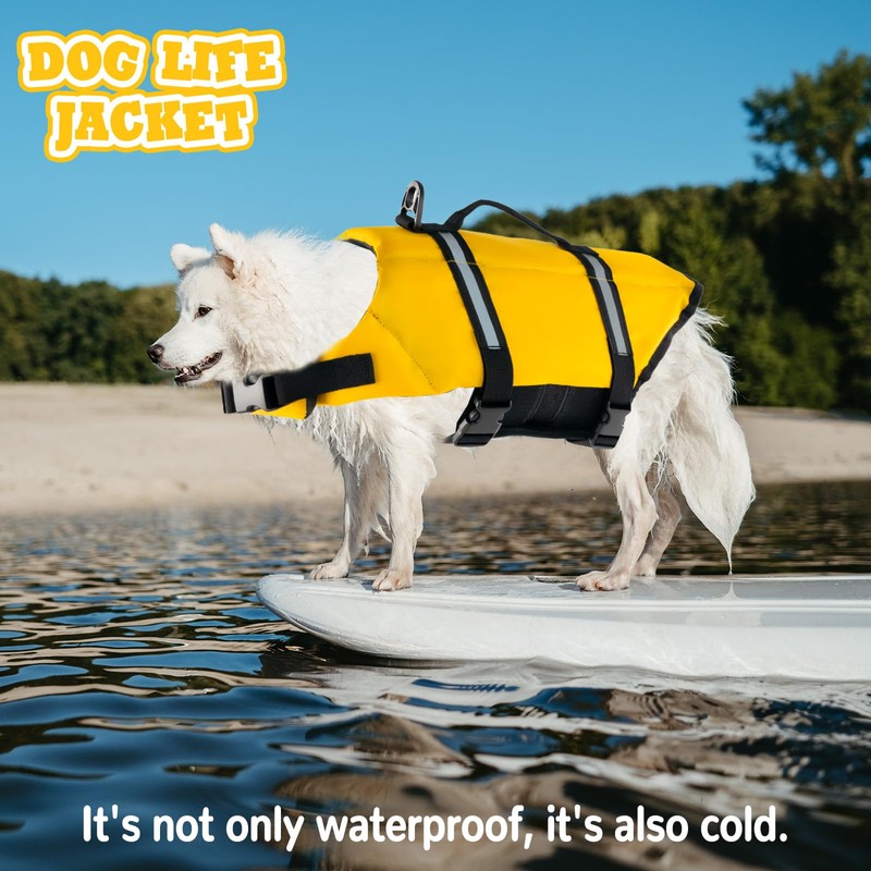 FainFun Dog Life Jacket, Orange, for Small and Large Dogs,