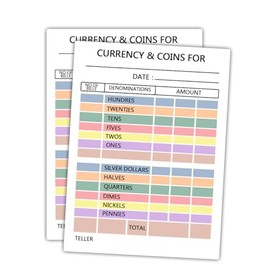 Currency and Coin Record Forms Bank 5.5X 4.25 inch Deposit Forms for School Fundraiser Church,200 Pcs Per Pack