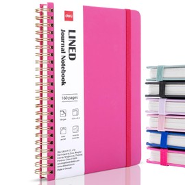 deli Rose Red Lined Spiral Journal Notebook, 160 Pages, A5 (5.5"x8") Hardcover Writing Notebook, College Ruled Spiral Bound Journal for Women & Men - Perfect for Work, School, Office & Note Taking
