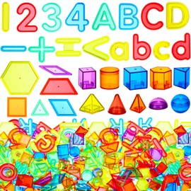 Blueweenly 268 Pcs Transparent Letters and Numbers Translucent Light Table Manipulatives Toys Light Table Accessories Colorful Plastic Alphabets Numbers for Kid Counting Spelling Learning Sensory Play