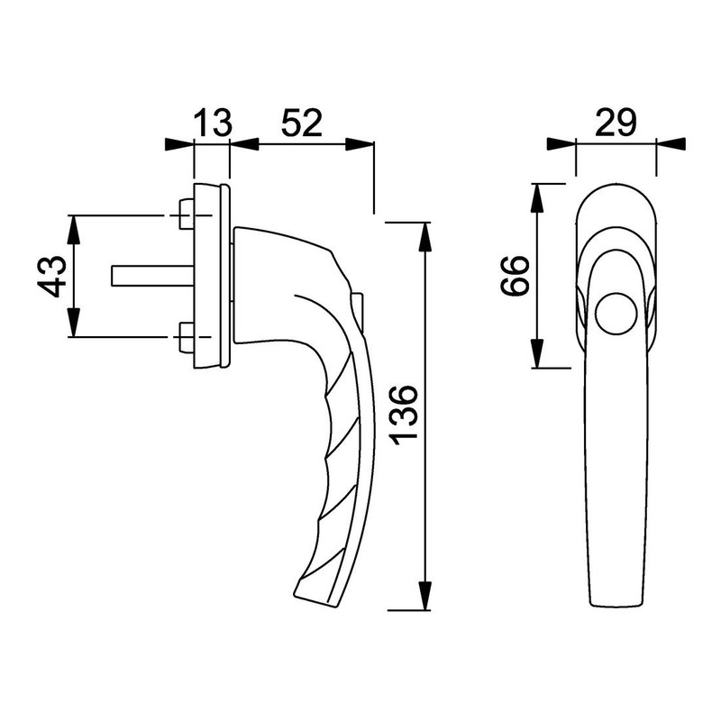 HOPPE Duraplus Atlanta Window Handle in Aluminium Traffic White (with