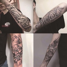 Long-Lasting Fake Tattoos: Juice Ink Arm Sleeve, Custom Real-Looking Designs - Specification: SET A
