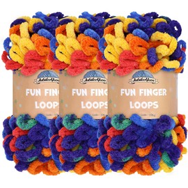 JubileeYarn Fun Fingering Loops Yarn - Finger Knitting Yarn - 100% Polyester - Circe - 3 Balls