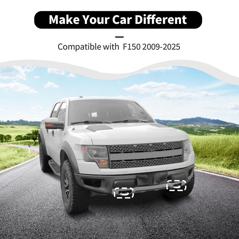 White Front Bumper Tow Hook Covers Compatible with F150 2009-2025