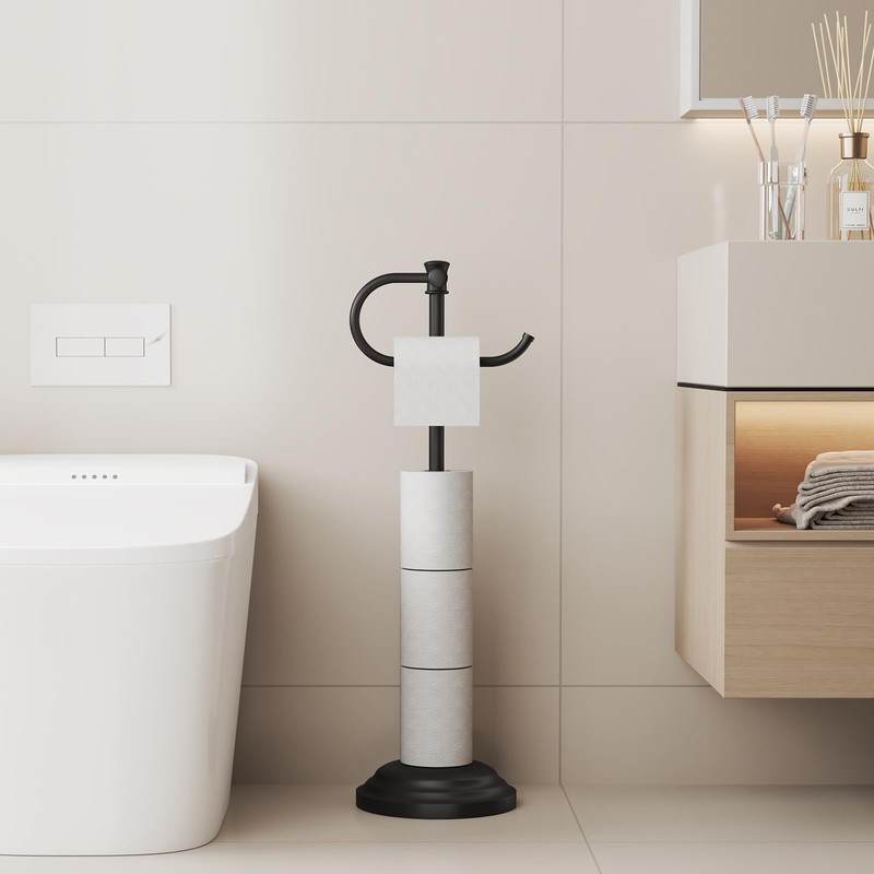 BESy Toilet Paper Holder Free Standing Bathroom Toilet Tissue Holder