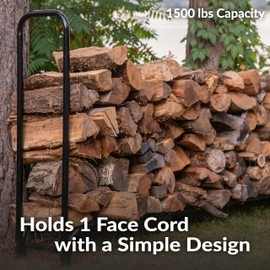 Sunnydaze 8‑Foot Firewood Rack - Outdoor Wood Storage - Black Heavy‑Duty Log Holder Wood Rack for Firewood - 1500-lb Capacity