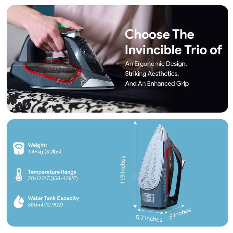 Bartnelli Pro Luxury Steam Iron for Clothes | New Powerful
