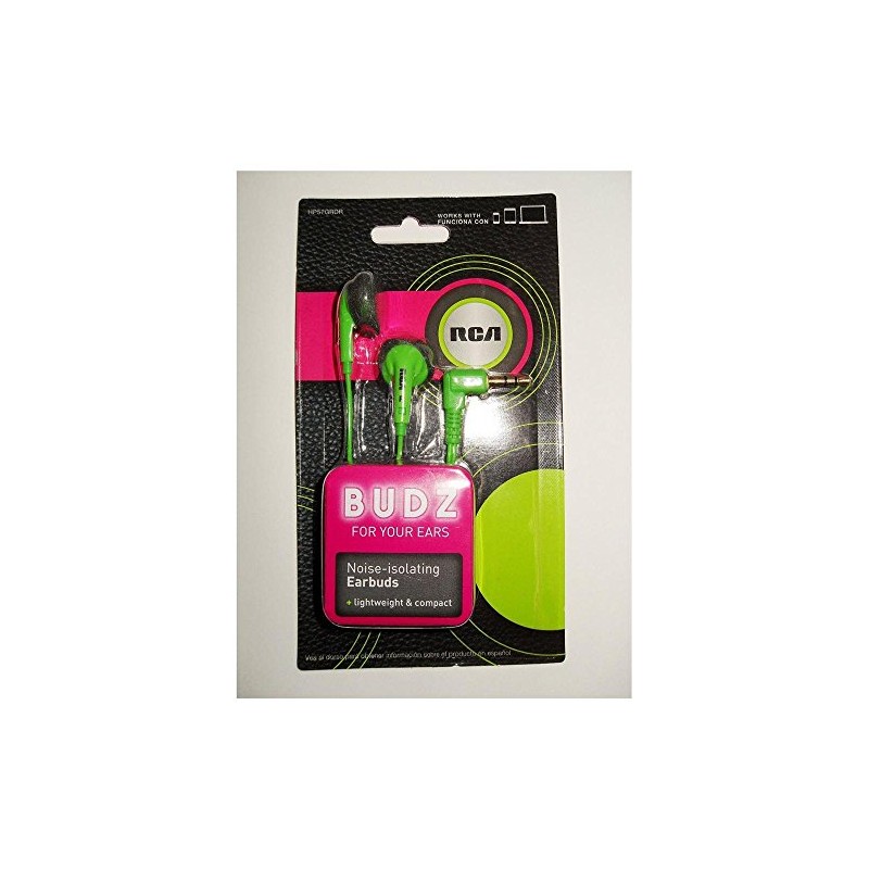 RCA BUDZ HP57GRDR Noise-isolating Earbuds, Green