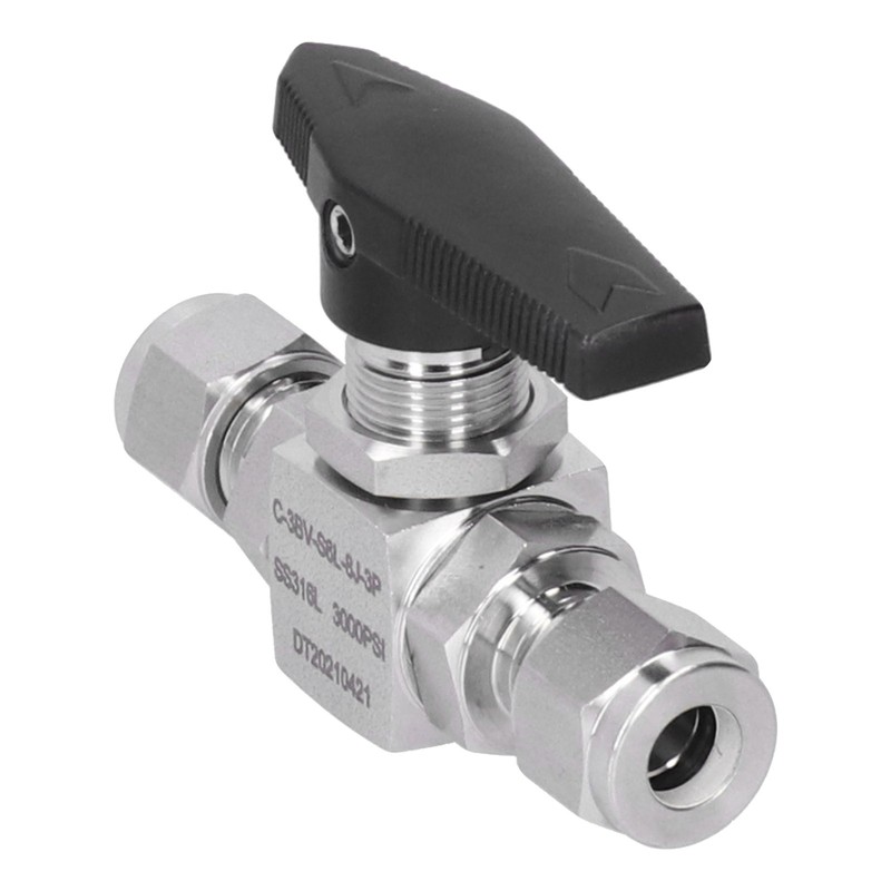 Ball Valve Stainless Steel 3Piece Type StraightThrough Ferrule Equipment SS316L