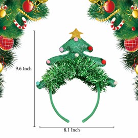 Yaahoony Christmas Tree Headbands for Women, with Colorful Balls and Stars on the Green Tree for Christmas Party Gifts and Tree Decorations for Girl Kids