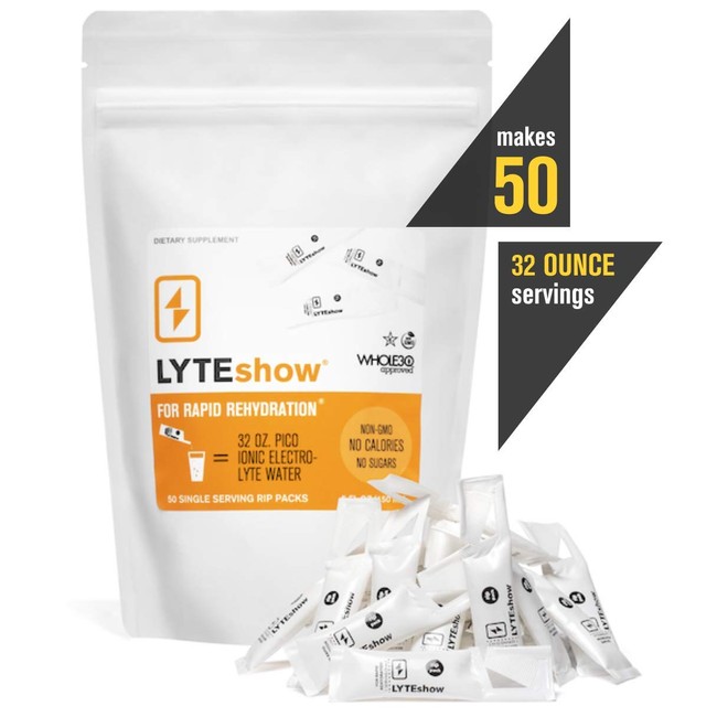 LyteShow Sugar-Free Electrolyte Supplement for Hydration and Immune Support - 50 Single Servings - Keto Friendly - Zinc and Magnesium for Rapid Rehydration, Workout, Muscle Recovery and Energy - Vegan