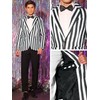 Lars Amadeus Black Striped Blazers for Men's One Button Business