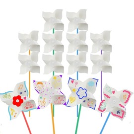 50 PCS Novelty DIY Pinwheels Craft for Kids Color Your Own White Pinwheels, Bulk Summer Spring Easter Craft Kit for Boys & Girls, Arts and Craft Party Activity, Easter Basket Stuffers（6 Inches）