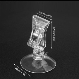 Pack of 16 Suction Cup Clips Transparent Algae Suction Cup Clip Multifunctional Suction Cup with Clip Plastic Clip with Suction Cup for Bathroom Office Kitchen Supermarket Shop Aquarium