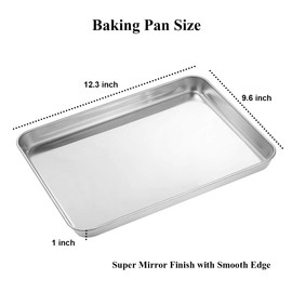 Wildone Baking Sheet Set of 2 - Stainless Steel Cookie Sheet Baking Pan, Size 12 x 10 x 1 inch, Non Toxic & Heavy Duty & Mirror Finish & Rust Free & Easy Clean