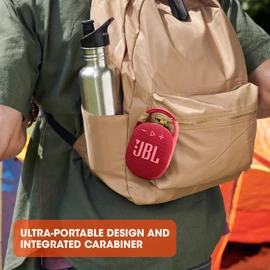 JBL Clip 4, Rich JBL Original Pro Sound, Bold Style and Ultra-Portable Design, Upgraded Integrated Carabiner, IP67 Waterproof and dustproof, Wireless Bluetooth Streaming, Pink