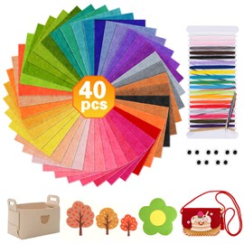 40 Colours Felt Fabric, Felt for Crafts, 1 mm, Colourful Felt Panels 20 x 30 cm, Polyester Felt Fabric Crafts, Craft Felt Felt, Non-Woven Fabric Felt with 11 Craft Felt Accessories, Felt Panels for