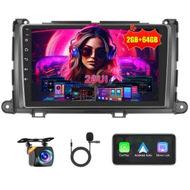 Inefala [2+64GB] Car Stereo for Toyota Sienna 2011-2014 with Wireless Carplay Android Auto, 9 Inch HD Touchscreen with GPS WiFi Bluetooth FM/RDS Radio EQ SWC 26UI Backup Camera MIC