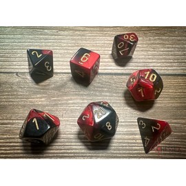 Gemini Polyhedral 7 Die Set, Black/Red/Gold by Chessex