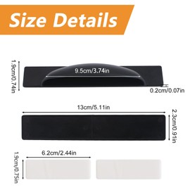 MOROBOR Self-Adhesive Long Handles, 4pcs Black Plastic Convenient Opening Stick-on Handles with Plate for Kitchen Cabinet Window Sliding Closet Door/Oval Style