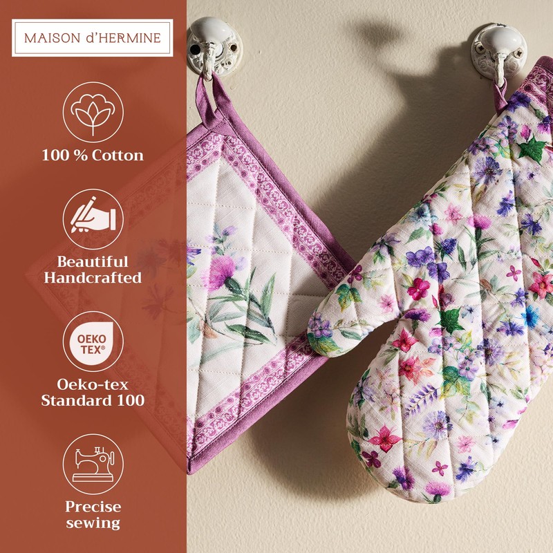 Maison d' Hermine Oven Mitt & Pot Holder 100% Cotton