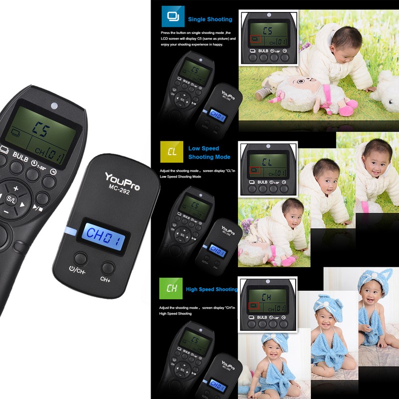 YouPro MC-292 S2 2.4G Wireless Remote Control LCD Timer Shutter