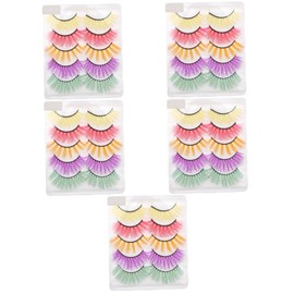 Baluue 5sets Volume Fake Lash Extensions False Eyelashes Women Natural Look Sturdy and Reusable 5pairs*5