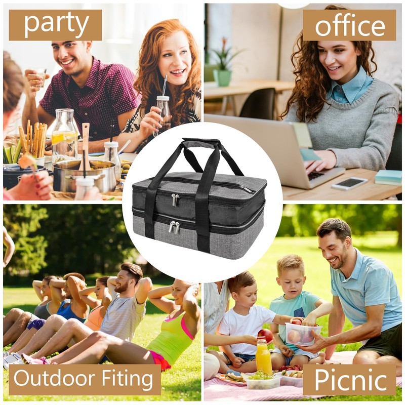 QEES Insulated Casserole Carriers for Hot or Cold Food,Double Decker