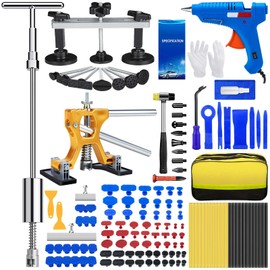 134Pcs Car Dent Puller Kit, Paintless Dent Removal Tool Kit with 3 in 1 T-bar Slide Hammer & Bridge Puller & Golden Lifter, Dent Repair Kit for Car Hail Damage Large Small Dent Fast Removal