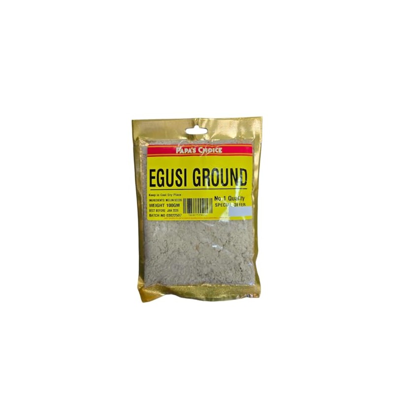 Papa's Choice Ground Egusi (Melon Seeds), 100g, No.1 Quality