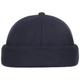 Lipodo Docker Hat Women/Men – Made of Wool Blend – Adjustable Docker Cap – Lined with Fleece – One Size (54-60 cm) – Turn-Up Hat with Velcro Fastening – Autumn/Winter, darkblue