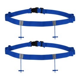 PATIKIL Triathlon Belt Bib Holder, 2 Pack Elastic Marathon Race Number Belt Marathon Running Race Belt with 6 Gel Loops for Marathon Racing Cycling, Blue