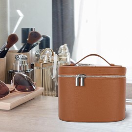 Makeup Bag,Womens Makeup Bag | PU Leather Zipper Pouches Organizer Holder Waterproof Portable for Toiletry Jewelry Beach Car Shower Packing Bathroom Vanity Girls