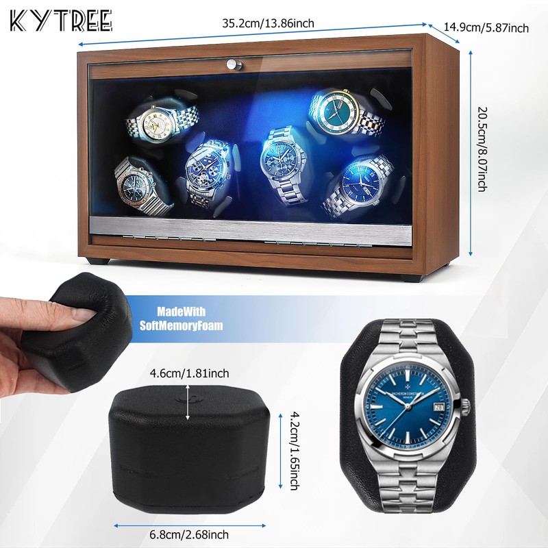 Kytree Watch Winder for Automatic Watches, 6 Watch Rotator with