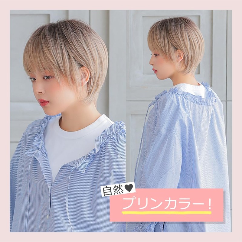 [AQUADOLL(アクアドール)] Wig Short Full Wig Boyish Cool Black Hair Blonde