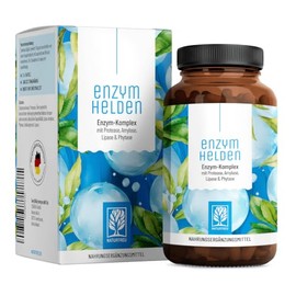 NATURTREU Digestive Enzymes (Digestive Enzymes) - Enzyme Heroes: Enzyme Complex with Protease, α-Amylase & Lipase - 120 Vegan Capsules - Produced and Laboratory Tested in Germany