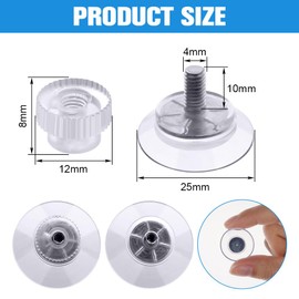 Flintronic Pack of 20 Suction Cups with Thread and Knurled Nut, PVC Suction Cups, Diameter 25 mm, Transparent Suction Cups No Drilling, Suction Cup Hooks, Extra Strong for Windows, Car, Decoration,