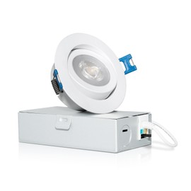 MW Lighting 3 Inch LED Recessed Light,Eyeball Angled Lighting,2700K/3000K/3500K/4000K/5000K Selectable, 6W, 370lm Eyeball Gimbal Air-Tight Downlight,CRI 90+， Dimmable, IC Rated, ETL