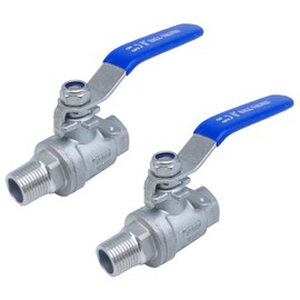 POTONZ 3/8" NPT Full Port Ball Valve Heavy Duty Stainless Steel 304 Male x Female Thread For Water,Oil and Gas 1000WOG（pack of 2）