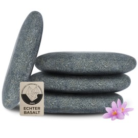Hot Stone Fußstein aus zertifiziert echtem Basalt für viel Wärme [4 Stück], zur Ergänzung Ihres Hot Stone Massage Sets