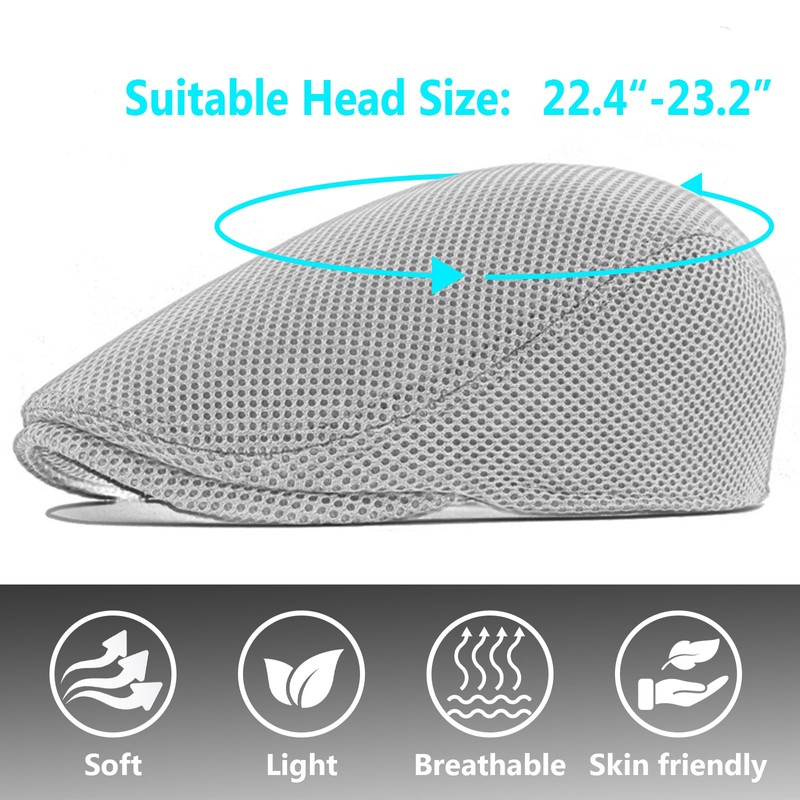 meioro Men’s Breathable Mesh Flat Cap Ivy Newsboy Cap Gatsby