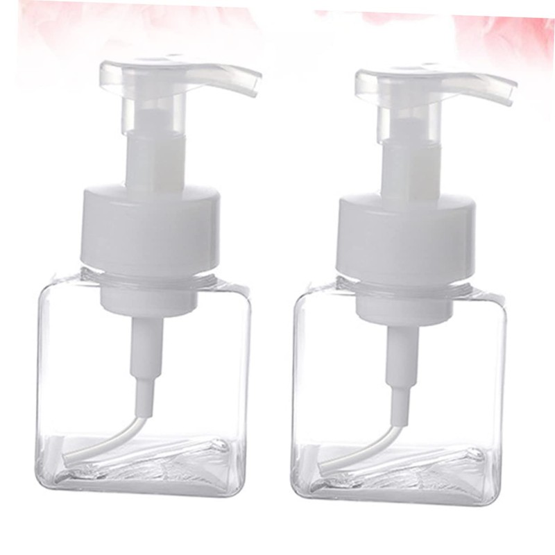 Mobestech 2 Pcs Transparent Pump Foaming Bottle Refillable Makeup Press