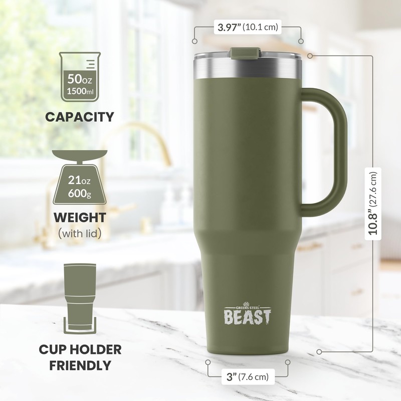 Beast 50 oz Tumbler Stainless Steel Vacuum Insulated Coffee Ice