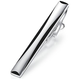 Honey Bear Mens Silver & Black Tie Clip for Regular Ties Stainless Steel 2.15", copper, No Gemstone