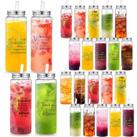Skylety 24 Pcs Thank You Cups Bulk 17 oz Employee Appreciation Gifts Plastic Cups Inspirational Gifts Reusable Acrylic Skinny Tumbler with Lid Straw for Staff Coworker Teacher Nurses(Proud)