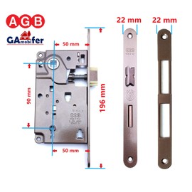 ZENTRO Series Interior Door Lock (Fr. 22 x 196, In. 90, En. 50, Qu. 8, Key Chain, Bronze, Varnished)