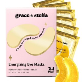 grace & stella under eye masks for dark circles puffy eyes wrinkles hydrating firming smoothing pink blue purple giftsets:_24-pairs Gold (energizing)