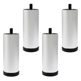 Murtenze 4 PCS 4 Inch Metal Furniture Legs - Adjustable Height Sofa Replacement Legs with M8 Thread - Round Modern Silver Sofa Feet for Couch, Furniture, Chairs, Bed (Add Height 100mm)