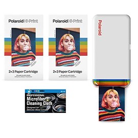 Polaroid Hi-Print - Bluetooth Connected 2x3 Pocket Phone Photo Printer with 2 Polaroid Hi·Print 2x3 Paper Cartridges (40 Sheets) and Microfiber Cloth